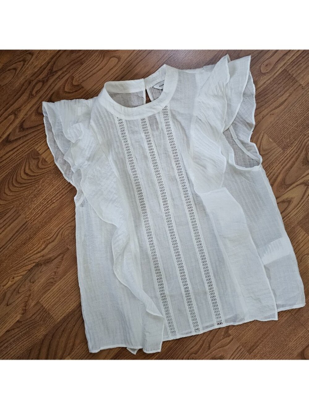 Club Monaco Ruffle Front Sleeveless Blouse Top S White